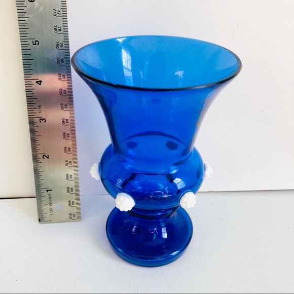 Vase Cobalt Blue glass mid century modern Art Glass Vintage - Picture 6 of 7